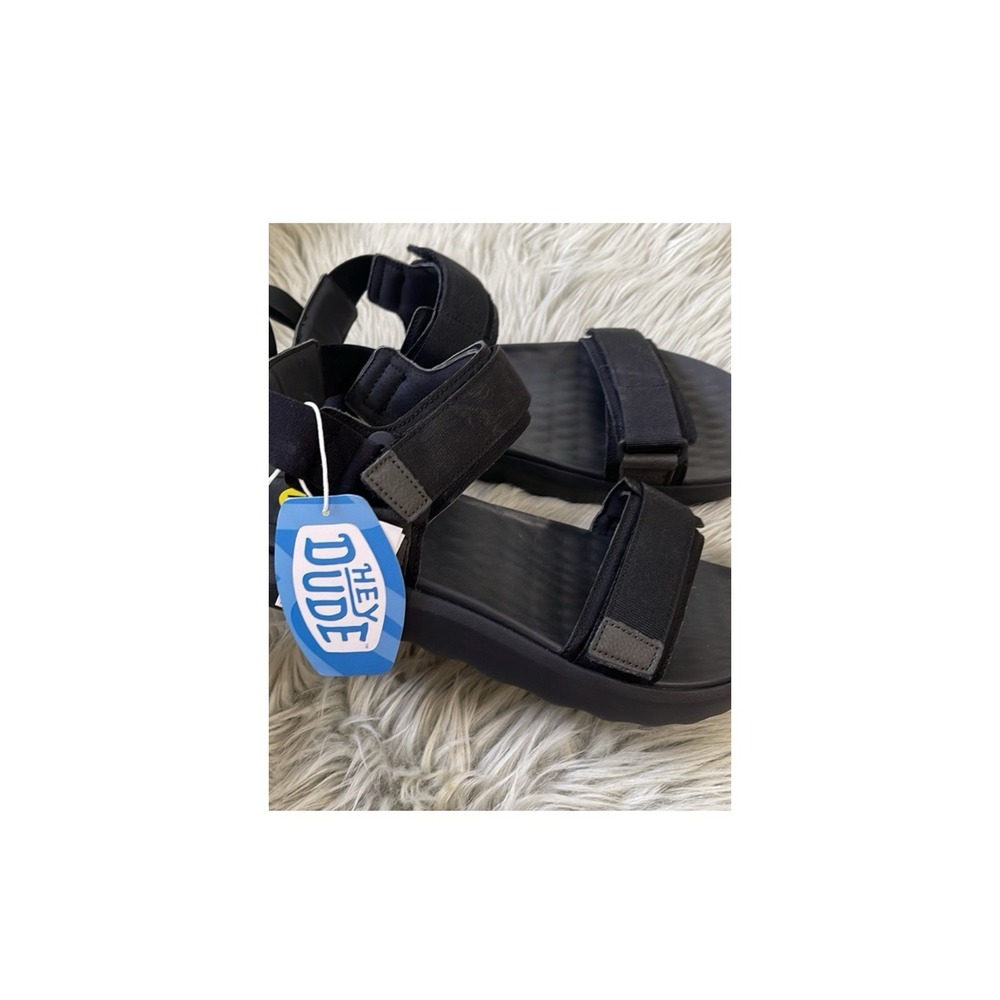 Hey Dude Sport Sandals Men's Black Hook & Loop Lightweight Straps